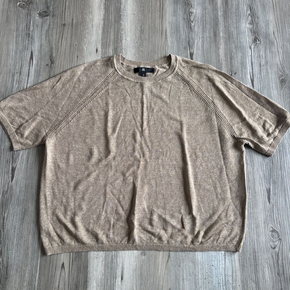 Banana Republic Gold Taupe Linen Preppy Summer Coastal Beachy Top Size Small